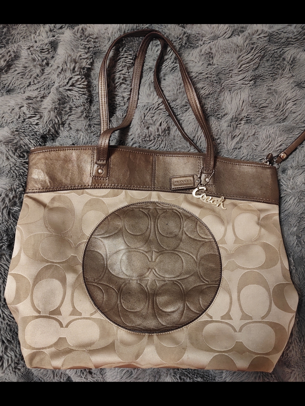 Y2K Coach Laura Signature Tote in Beige and Brown